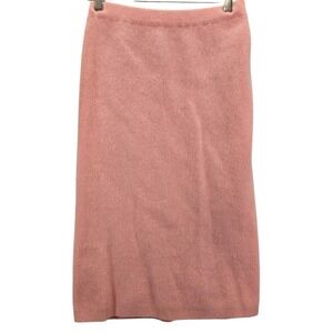 Vtg 80s Moods by Krizia Pink Lambswool Angora Midi Pencil Skirt Great Britain S